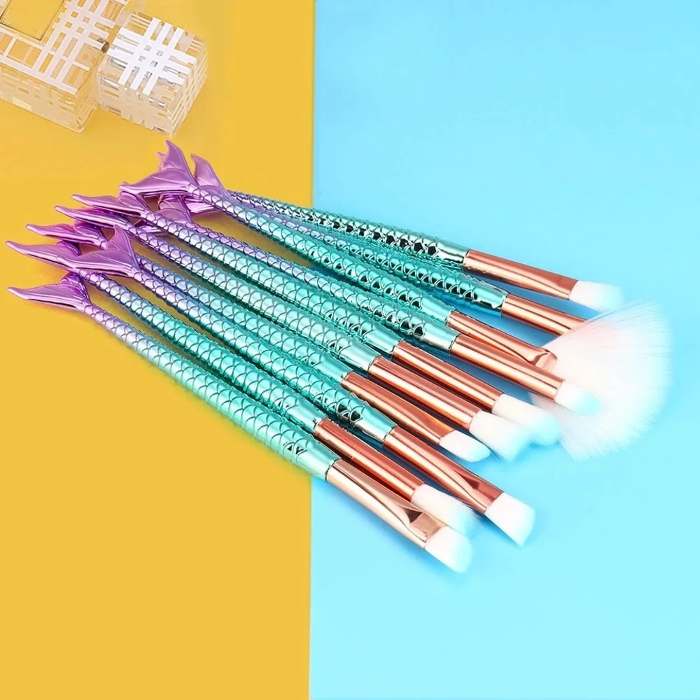 Makeup Brush Set - Mermaid 3D Ombre Rainbow